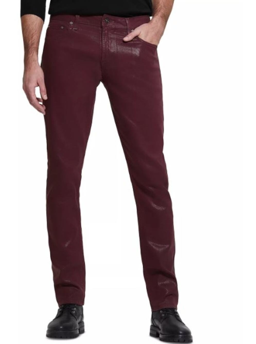 GUESS Men's Slim Tapered-Fit Regal Plum Coated Jeans - 38x32 - NWT